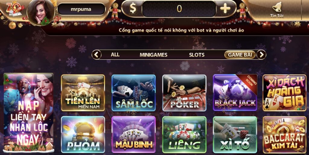 Bài poker tại Zowin